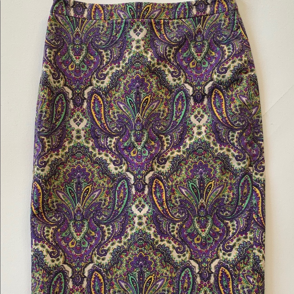J. Crew No. 2 Pencil Skirt — Royal Paisley print